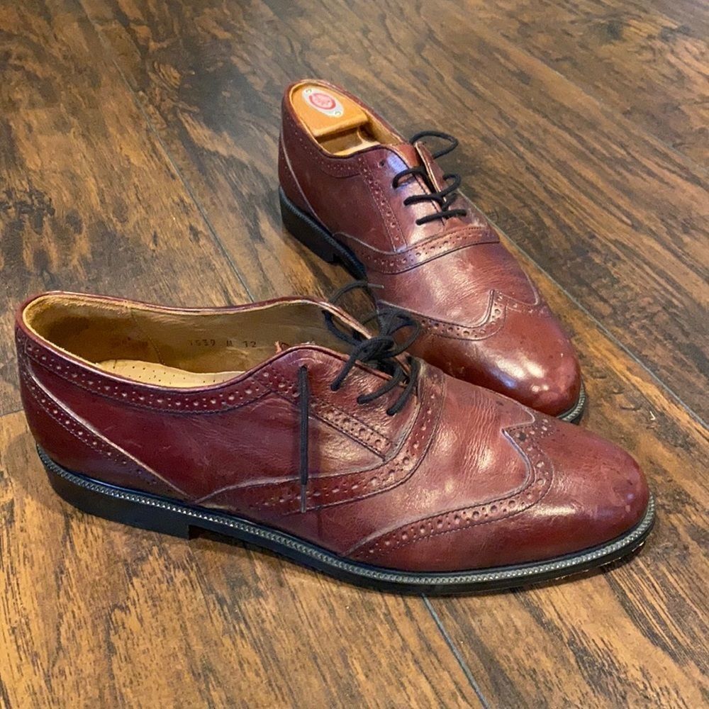 stanley blacker couture handmade in Italy size 12 in GUC reddish brown leather